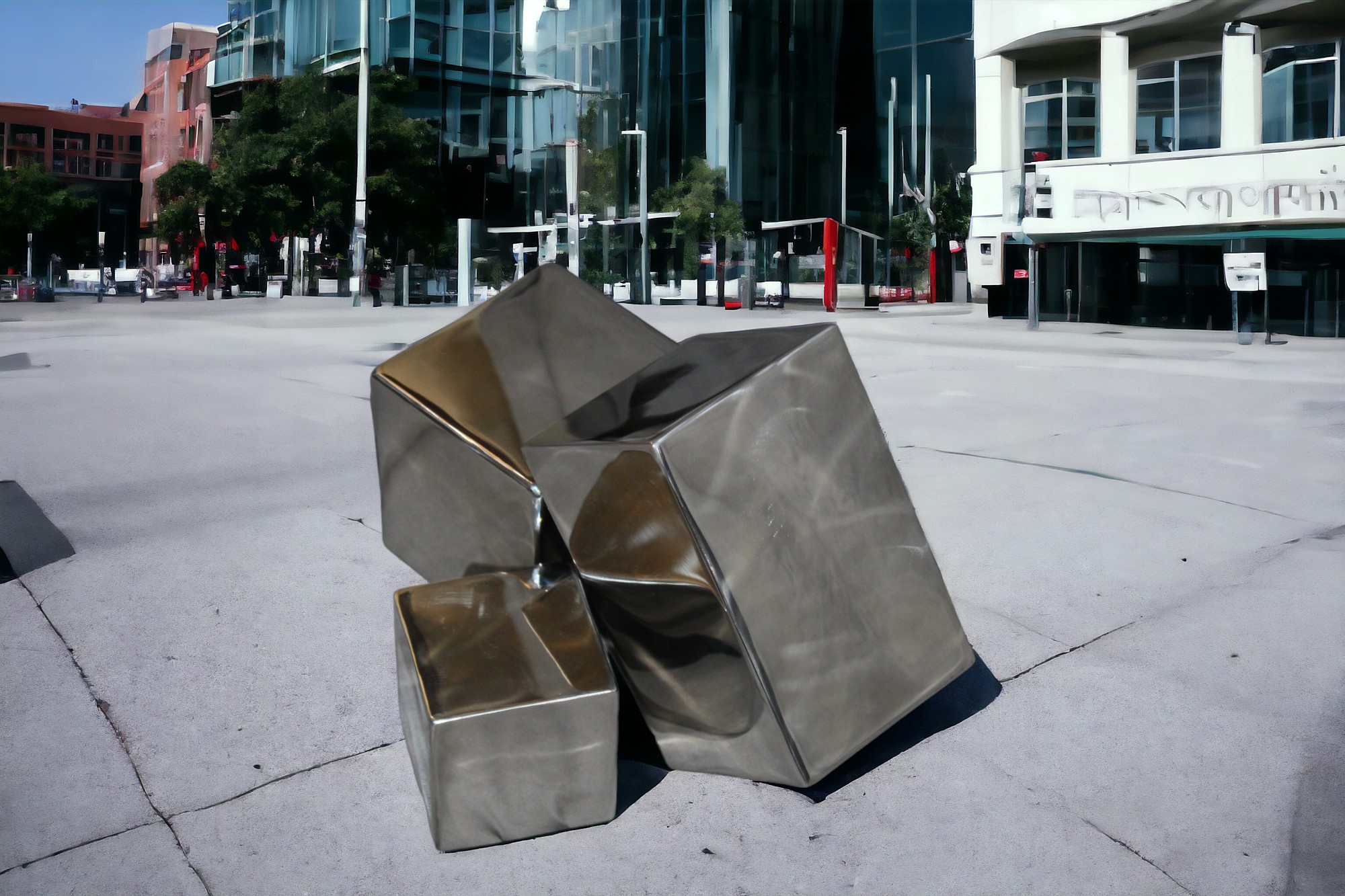 Stainless Steel Cube Coffee Table - Image 1